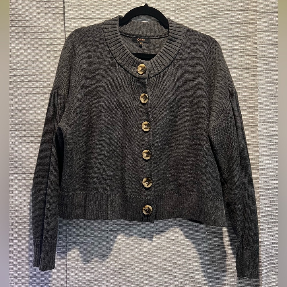 quince cardigan—dark gray